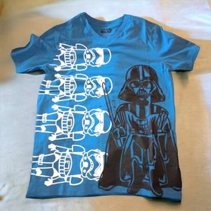 Star Wars Darth Vader & Troopers Short Sleeve Blue Jersey Cotton Graphic Tee